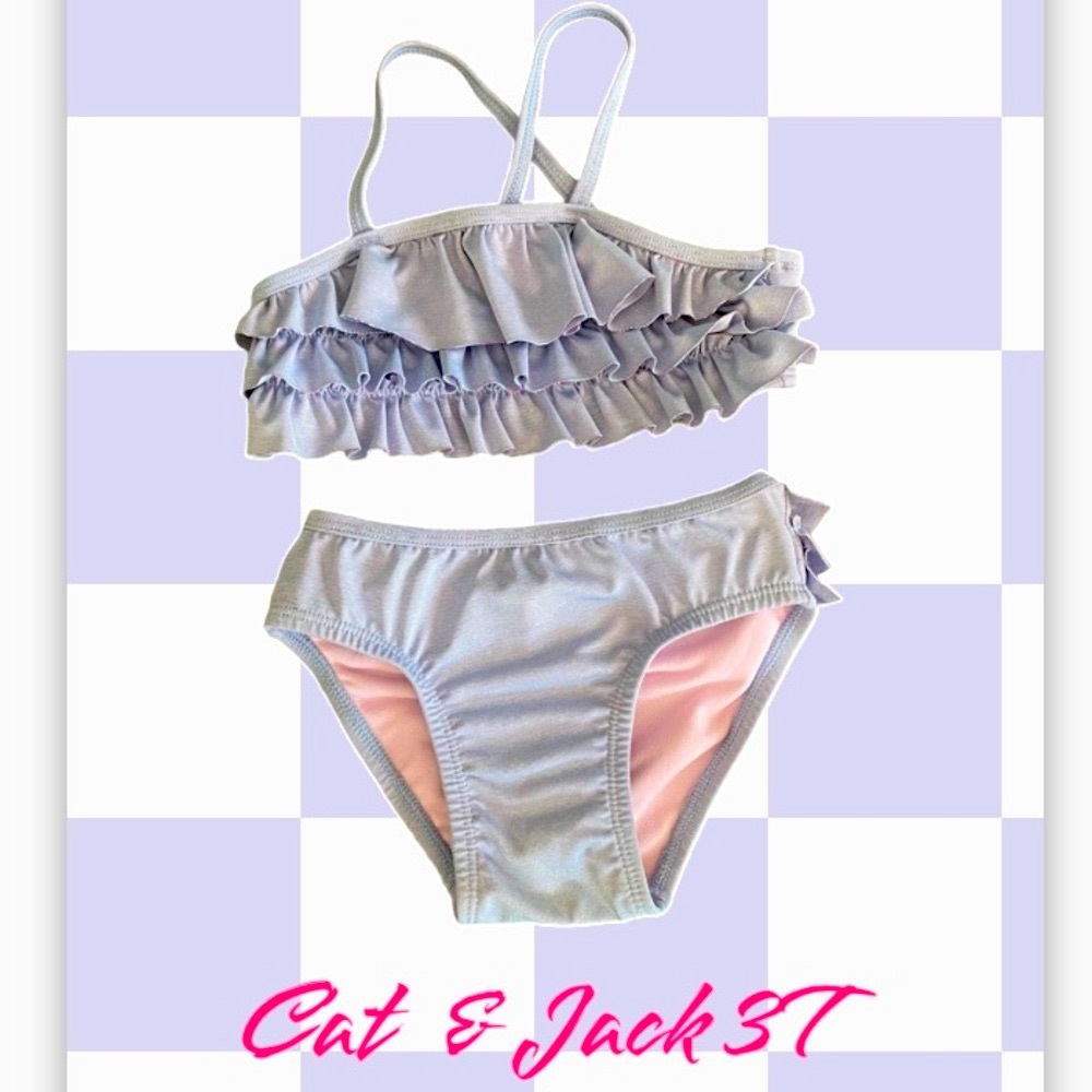 Cat & Jack Ruffle Purple 2- piece Swimsuit 3T